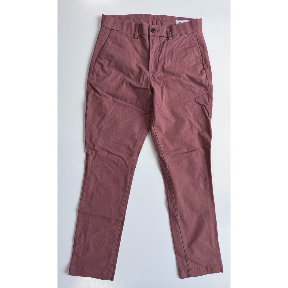 GAP Slim Performance Chino Pants Mens 28x28 Cedar Red Solid Flat Front